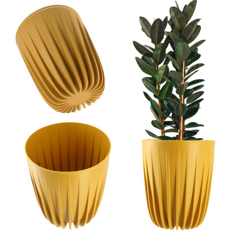 KADAX Cache-Pot + Insert Moutarde 19x22,5cm