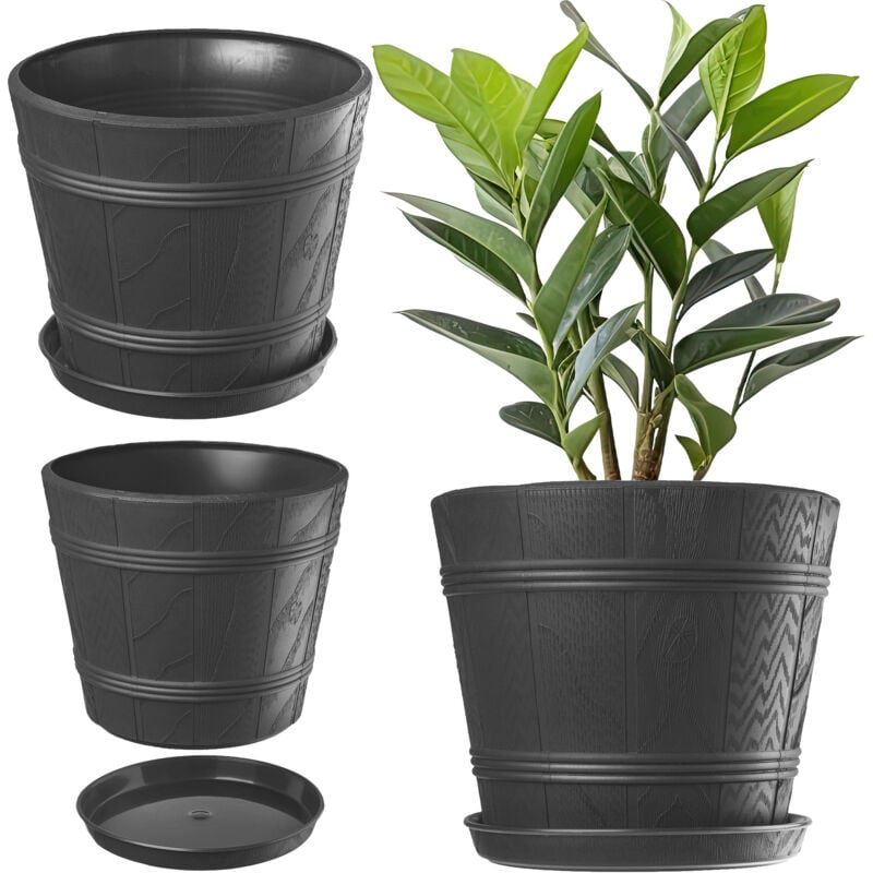 Cache-Pot Pot de Fleurs avec Support Graphite 42cm - Kadax