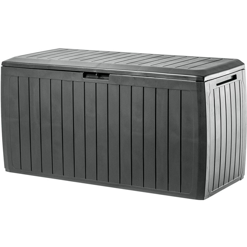 Caisse de jardin - 116,6 x 47 x 59,5 cm - En plastique - 290 l - Avec poignées et fermeture - Pour ranger les coussins - 290 l - Anthracite - Kadax