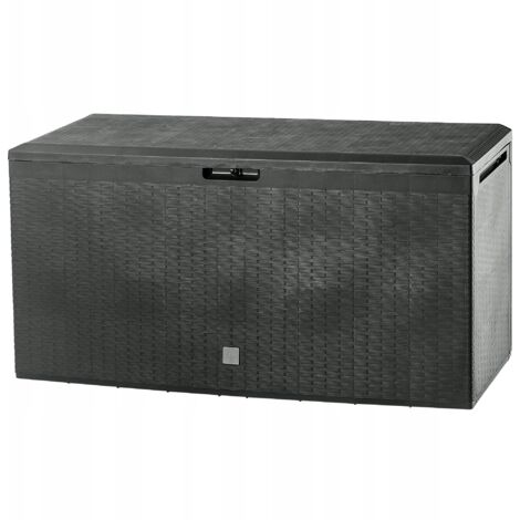 KADAX Caja de jardín, 114 x 47 x 59,4 cm, plástico, 290 l, con asas y cierre, para guardar cojines, 290 l, antracita