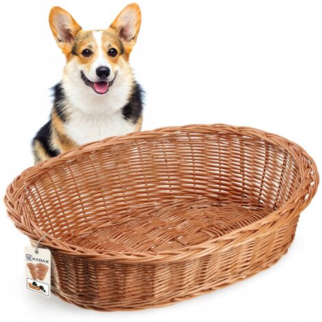 KADAX Cama para perros de mimbre 65 cm Mimbre M