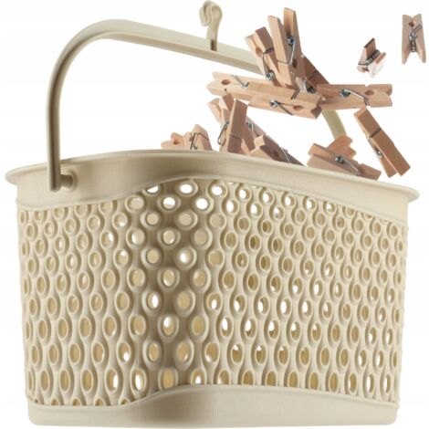 KADAX Cestino per mollette classico - Cestino per mollette - Cestino per mollette sospese - Cestino per mollette con gancio (Beige)