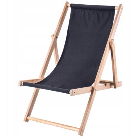 KADAX Chaise Longue Pliable en Bois pour se Détendre Confortablement à la Plage, sur Le Balcon ou dans Le Jardin, Transat Pliant d'Extérieur (Noir)