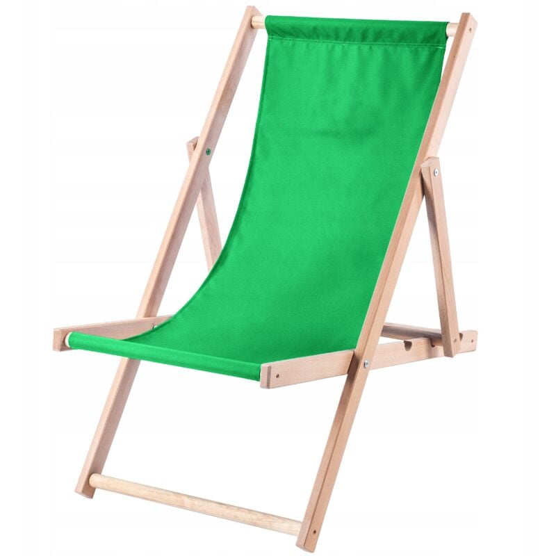 Chaise Longue Pliable en Bois pour se Détendre Confortablement à la Plage, sur Le Balcon ou dans Le Jardin, Transat Pliant d'Extérieur (Vert) - Kadax