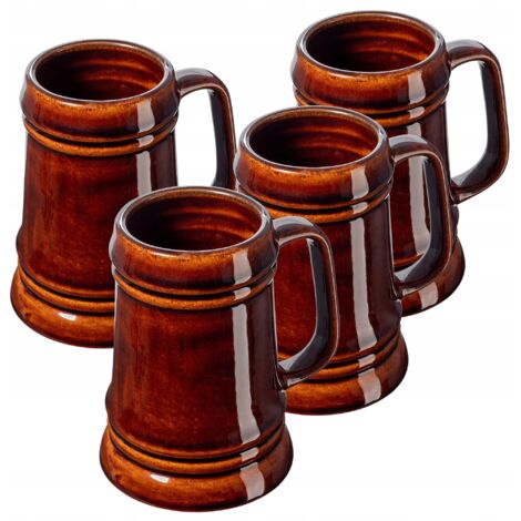 KADAX Chope à Bière 500ml Chopes en grès 4 pcs