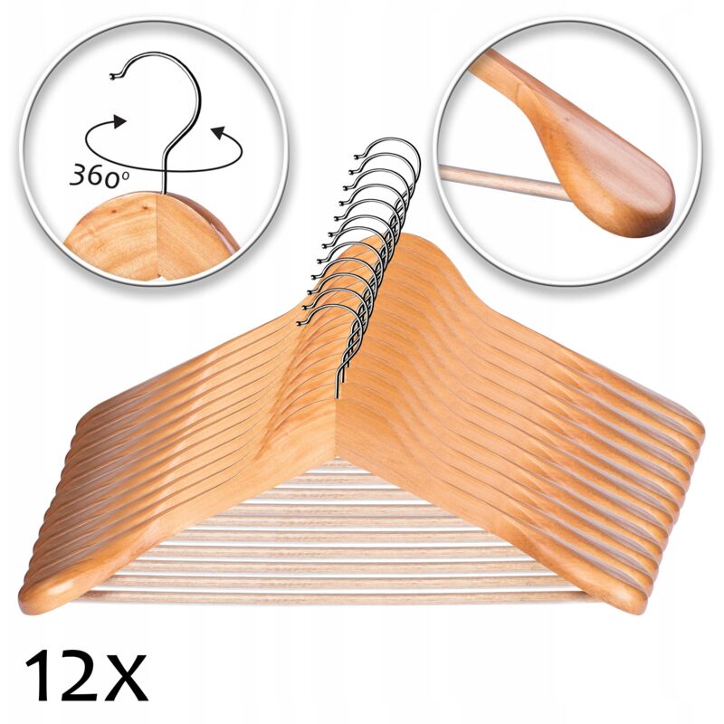Cintre en Bois Cintres en Bois pour Vêtements Vêtements pour Garde-Robe lot de 12 - Kadax