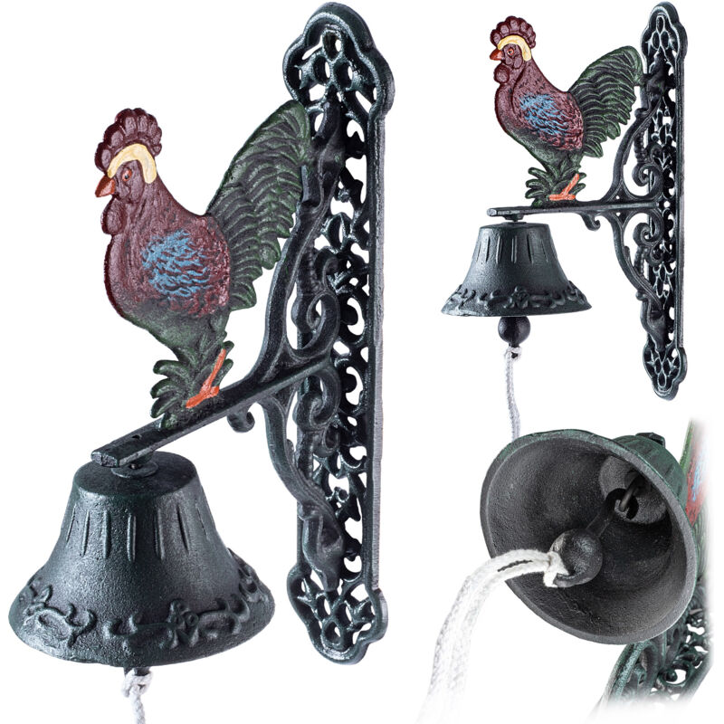 Kadax - Cloche de porte en fonte Coq Heurtoir Décoratif Décoratif Rétro Cloche