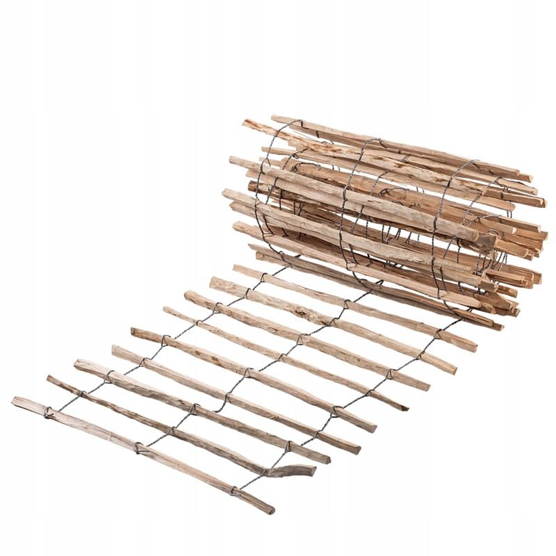 Kadax - Cloture a Piquets en Bois de Noisetier pour Jardin, Ganivelle Naturelle et Durable pour Delimitation de l'Espace Exterieur (7-9 cm, 90 x 500