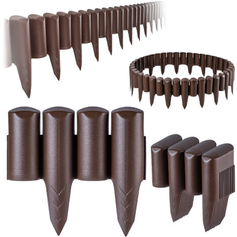 KADAX Clôture de Bordure de Palissade de Jardin Bordure de Pelouse de 2,5 M Plastique Marron