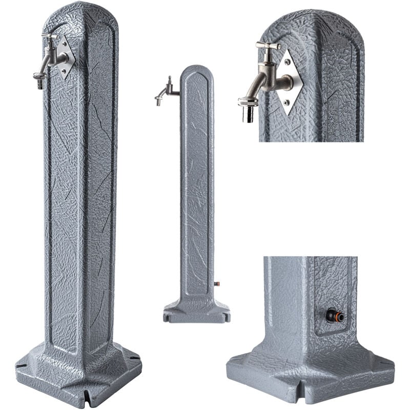 Kadax - Colonne d'eau en plastique, colonne d'eau de jardin, colonne d'eau de jardin, colonne d'eau avec robinet, robinet autonome (granit)
