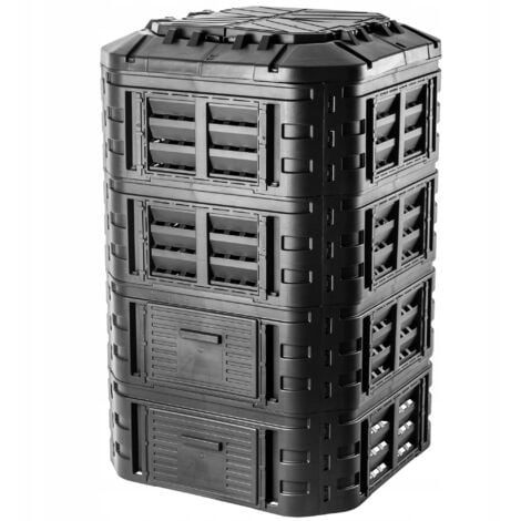 KADAX Composteur de Jardin 1120L, Grand Bac à Compost pour Une Gestion Écologique et Efficace des Déchets Organiques en Espace Extérieur (Noir)