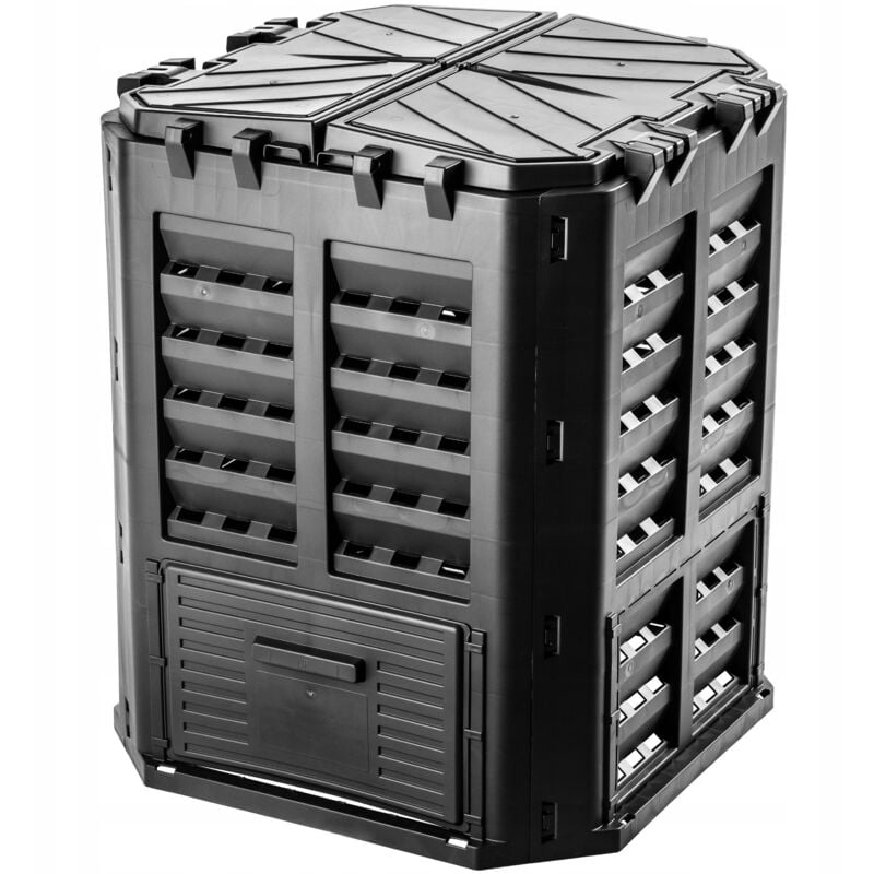 Kadax - Composteur de Jardin 360L, Une Solution Écologique et Pratique pour Transformer Vos Déchets Organiques en Engrais Nature, Bac à Compost (Noir)