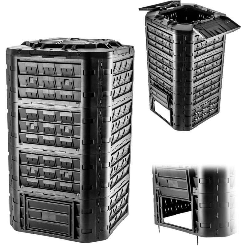 Kadax - Composteur de jardin noir Réservoir d'engrais modulaire résistant au gel 1250L