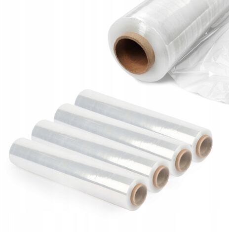 KADAX Confezione da 4 pellicole estensibili trasparenti 300 x 50 cm 3 kg Mobili Magazzino Trasporto Pellicola da imballaggio resistente