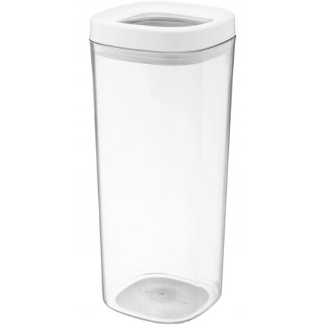 KADAX Contenitore in plastica trasparente con coperchio per farina, cereali, zucchero e pasta (1800 ml, bianco)