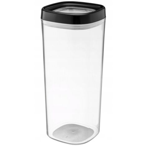 KADAX Contenitore in plastica trasparente con coperchio per farina, cereali, zucchero e pasta (1800 ml, nero)
