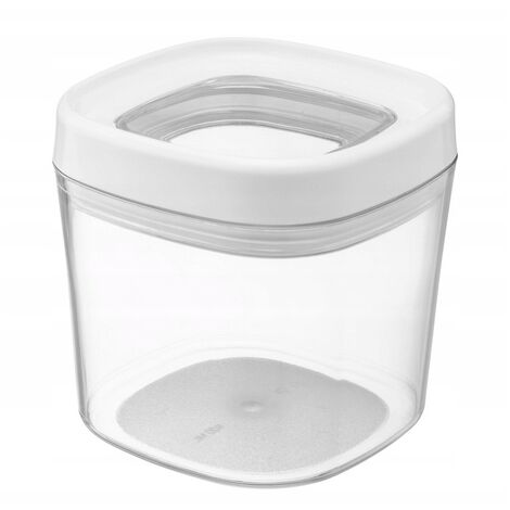 KADAX Contenitore in plastica trasparente con coperchio per farina, cereali, zucchero e pasta (600 ml, bianco)