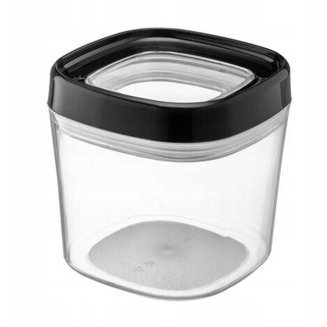 KADAX Contenitore in plastica trasparente con coperchio per farina, cereali, zucchero e pasta (600 ml, nero)