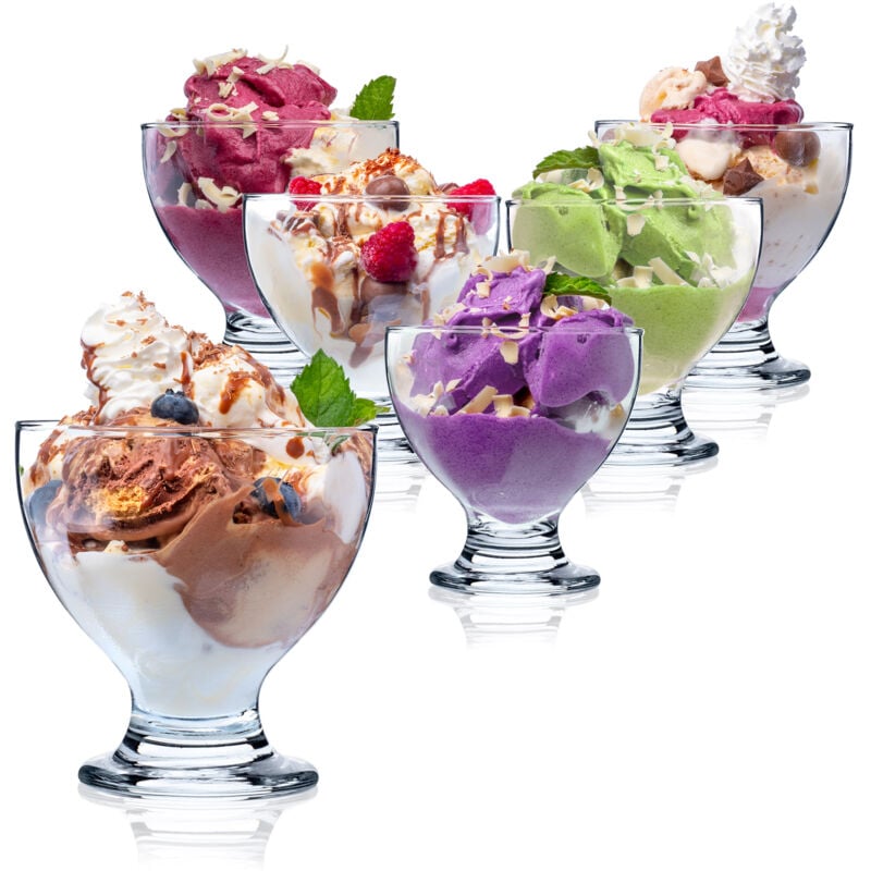 Kadax - Coupes à dessert et glace en verre, lot de 6, 450 ml