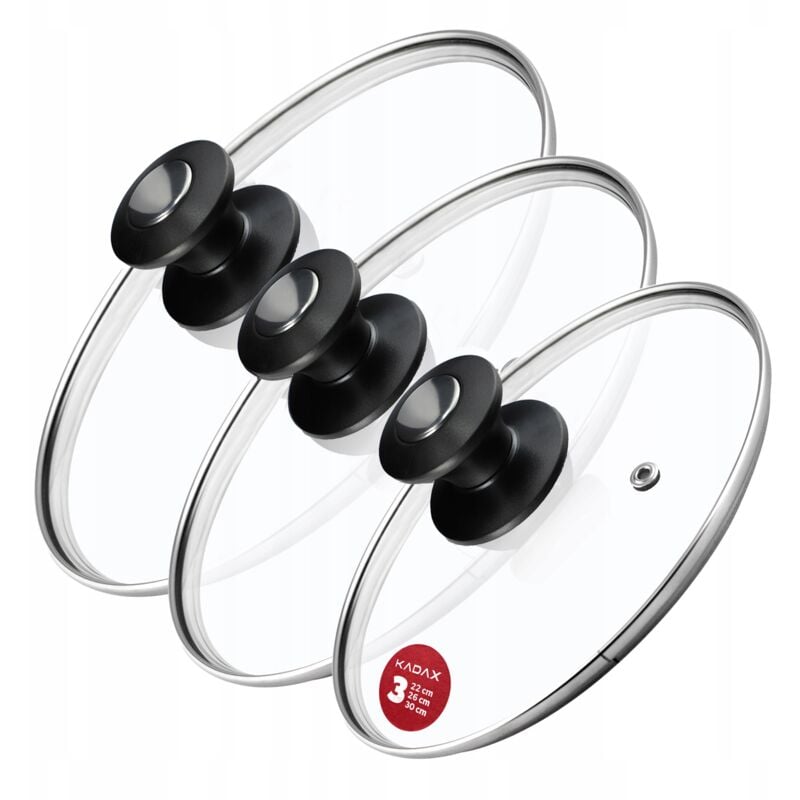 Kadax - Couvercle en Verre Ensemble de Couvercles 22/26/30cm