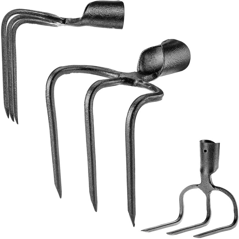 Kadax - Crochets à engrais à fumier à 3 dents Fourches de pelle non montées sans poignée