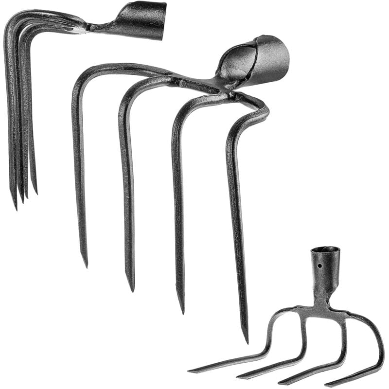 Kadax - Crochets à engrais à fumier à 4 dents Fourches de pelle non montées sans poignée