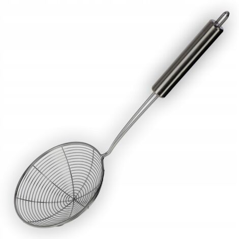 KADAX cucharón perforado, punzón pequeño, punzón de acero de mango largo, cuchara filtrante, cuchara perforadora, cucharón, colador, empujador de escaldado (plata)