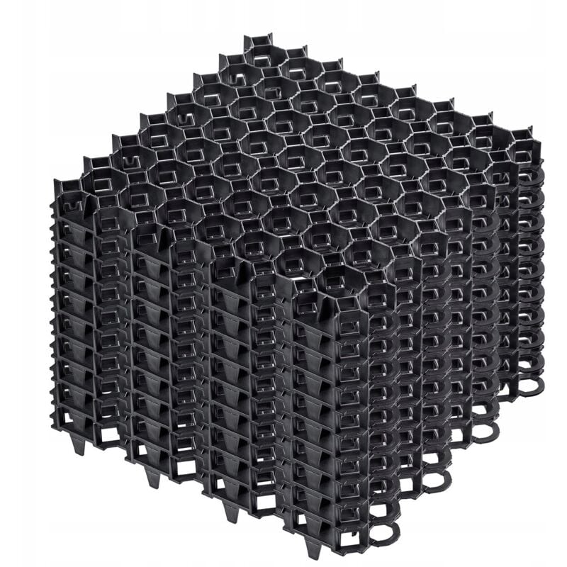 Kadax - Dalles Stabilisatrices en Plastique 50 cm, Stabilisateurs de Gravier, Dalles à Engazonner pour Jardins, Grilles de Gazon (Noir, Lot de 10)