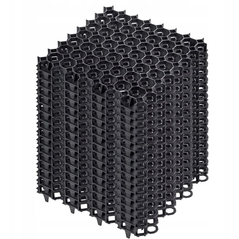 KADAX Dalles Stabilisatrices en Plastique 50 cm, Stabilisateurs de Gravier, Dalles à Engazonner pour Jardins, Grilles de Gazon (Noir, Lot de 16)