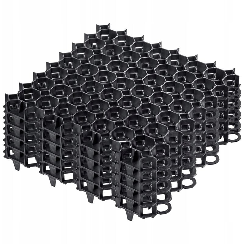 Kadax - Dalles Stabilisatrices en Plastique 50 cm, Stabilisateurs de Gravier, Dalles à Engazonner pour Jardins, Grilles de Gazon (Noir, Lot de 4)