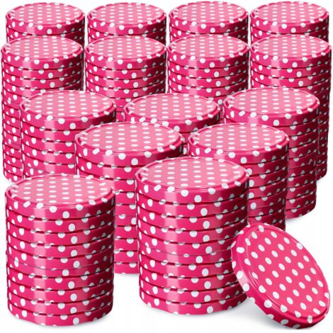 KADAX Deckel für Gläser, fi 66 mm, 200 Stück, Rosa gepunktet