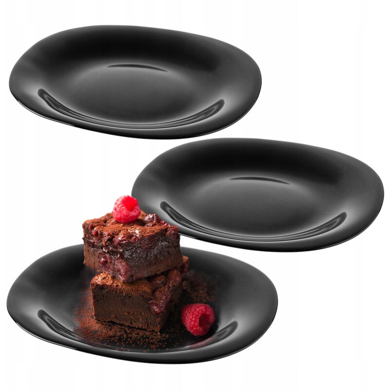Dessertteller 21cm Kuchenteller Schwarz 3 Stk. - Kadax