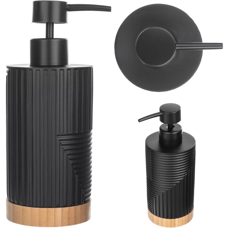 Distributeur de savon liquide vaisselle, rechargeable, moderne, avec pompe, noir, ovale - Kadax