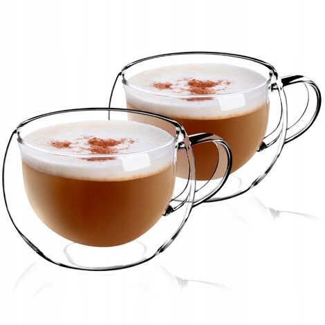 KADAX doppelwandige Glas Tasse, 280 ml, Kaffeeglas, Thermoglas für Tee, Kaffee, Cappuccino, Wasser,
