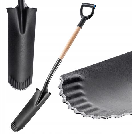 KADAX Drainierspaten, Spitze Schaufel mit D-Griff und Stiel, 124 cm