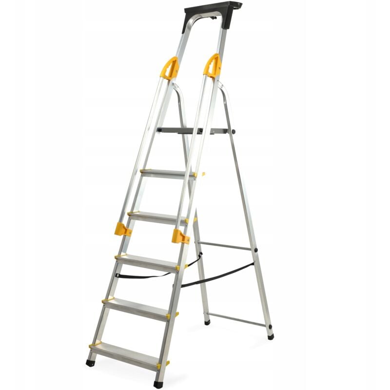 Chelle de ménage en aluminium, 6 marches, pliable, avec mains courantes, produit polonais - Kadax