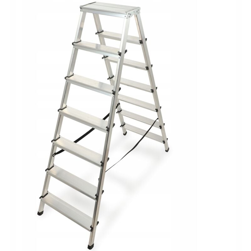 Chelle Double en Aluminium, Équipée de Marches Antidérapantes et d'une Conception Pliable Facilitant Le Stockage et Le Transport (7 Marches) - Kadax