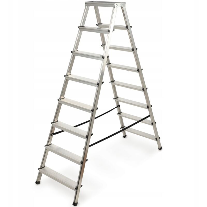 Chelle Double en Aluminium, Équipée de Marches Antidérapantes et d'une Conception Pliable Facilitant Le Stockage et Le Transport (8 Marches) - Kadax