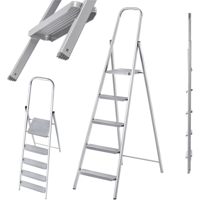 Chelle en acier 5 marches Échelle de maison pliante universelle d'un côté - Kadax