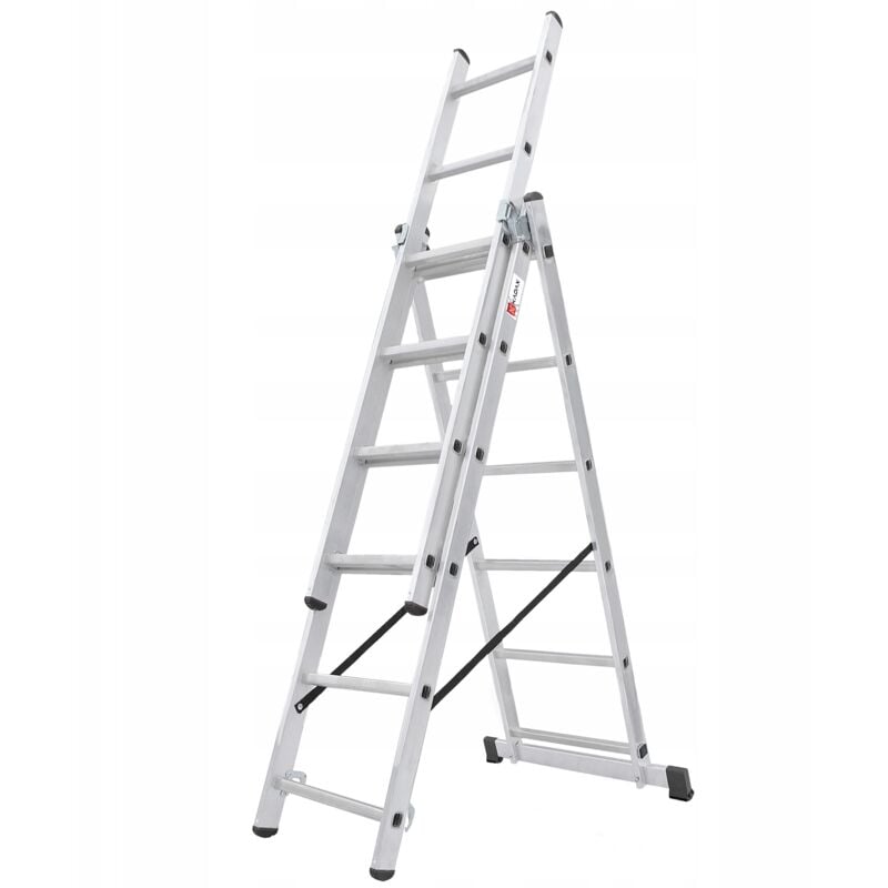 Kadax - chelle Transformable de 3 Plans, Échelle Coulissante en Aluminium, Échelle Double pour Travaux Domestiques et Professionnels (6 Marches)