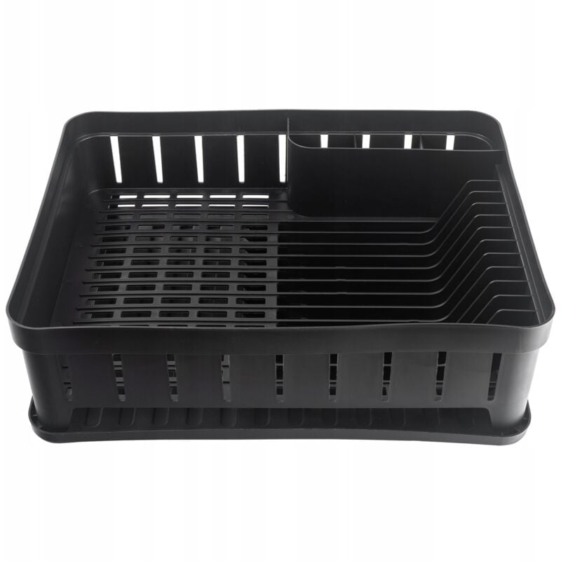 Kadax - gouttoir à vaisselle rectangulaire avec porte-couverts, égouttoir à vaisselle avec bac d'égouttement, égouttoir pour cuisine, noir