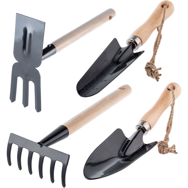 KADAX ensemble d'outils de jardin 4en1 Spatule Houe Râteau Griffes de sol