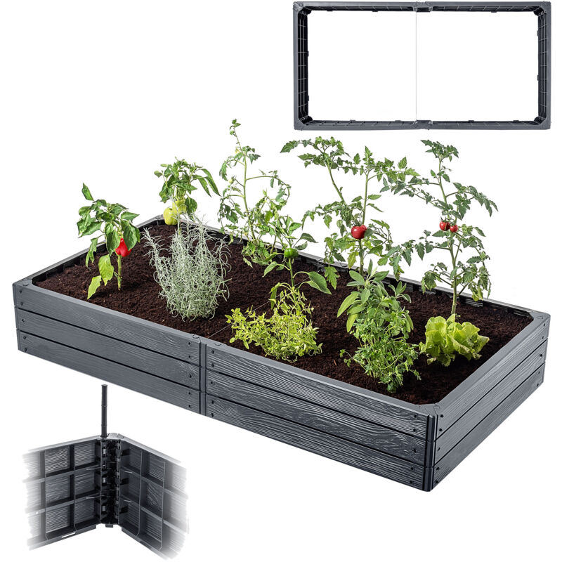 Epicerie Pot Surélevé Jardinière Parterre de Fleurs Anthracite 150x75cm - Kadax