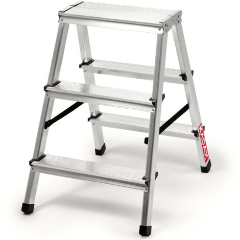 KADAX Escabeau en Aluminium avec Marches Antidérapantes et Conception Pliable pour Un Stockage et Un Transport Faciles, Échelle Légère (3 Marches)