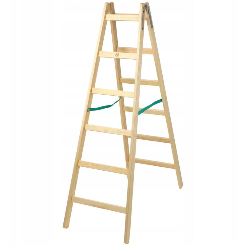 Escabeau Pliable en Bois, Échelle à Structure Robuste et Sécurisée, Conçue pour Un Accès Facile et Confortable aux Hauteurs (6 Marches) - Kadax