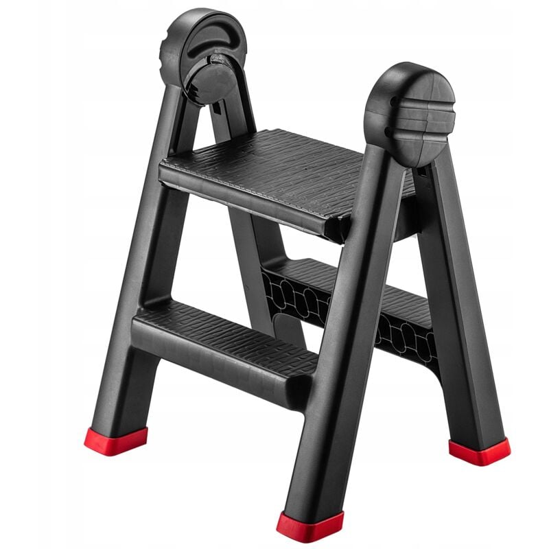 Escabeau pliant pour atelier, 47 x 44 x 63 cm, en plastique, avec 2 marches, charge maximale 150 kg, marchepied de bureau (2 marches/noir) K6433