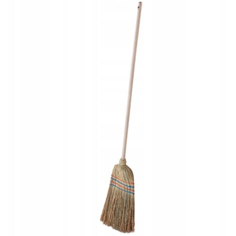 KADAX Escoba de paja de arroz, escoba con mango largo de madera, escoba funcional Sorgogras, látigo de bruja, batidor de paja de arroz (L: 140 cm) Amarillo