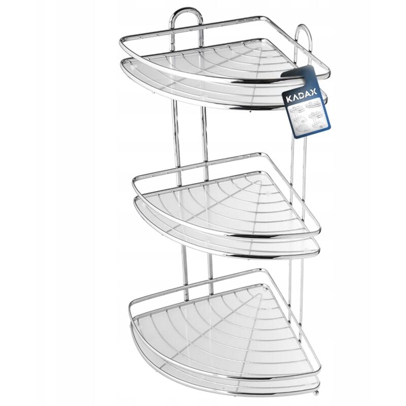 Tagère d'angle murale en acier chromé pour salle de bain - Étagère de douche - Support mural chromé (3 étages) - Kadax