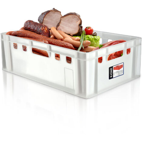 KADAX Fleischbox aus Kunststoff HDPE, Metzgerkiste 60 x 40 cm, E2 Fleischkiste mit bequemen Griffen,