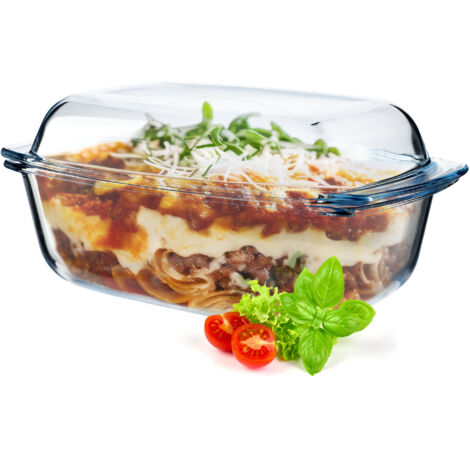 KADAX Fuente Resistente al Calor con Tapa para Cocinar, Rectangular, Grande, 5,8 L